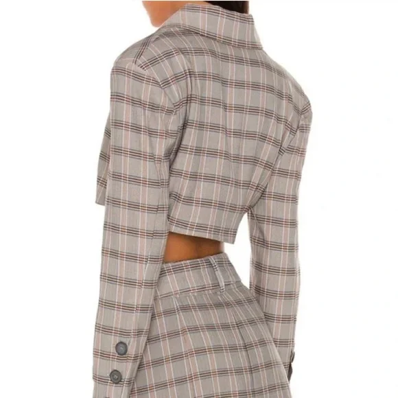 For Love and Lemons Kym Crop Blazer Grey Small NEW NWT FLL